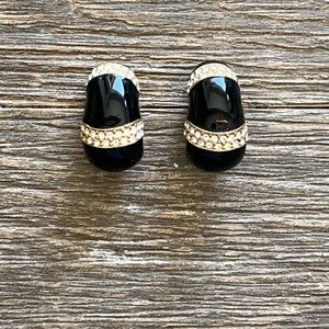 Vintage Ciner Black and Rhinestone Earrings